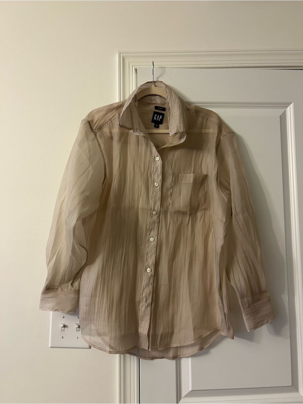 GAP Light Beige Sheer Button-Up Shirt